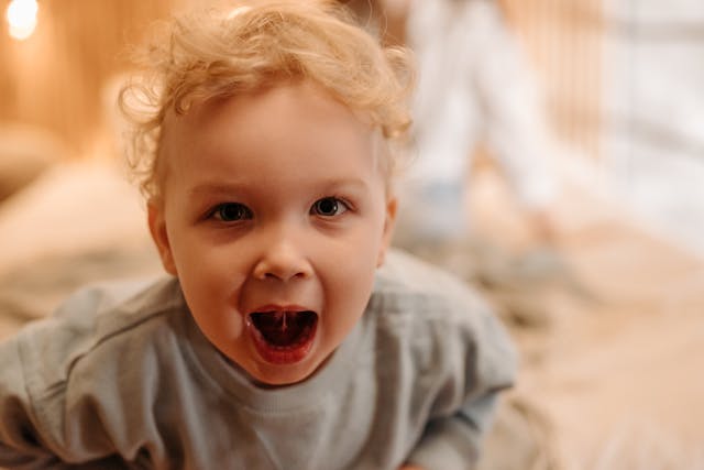 baby crawling and smiling